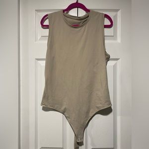 Crew tank bodysuit thong Abercrombie & Fitch cream/tan color